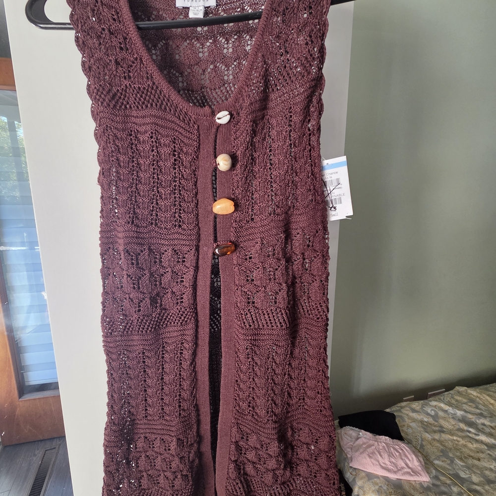 Topshop Burgundy Knit Vest with Button Detail